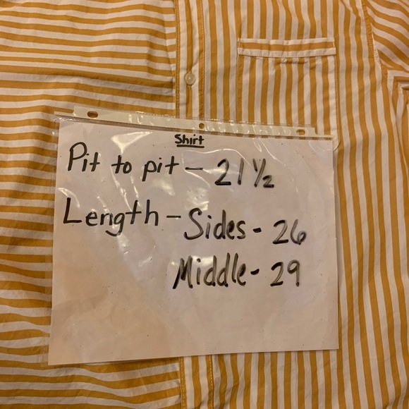 Free Assembly button down top Medium White Mustard Yellow Stripes long-sleeve - Picture 4 of 6